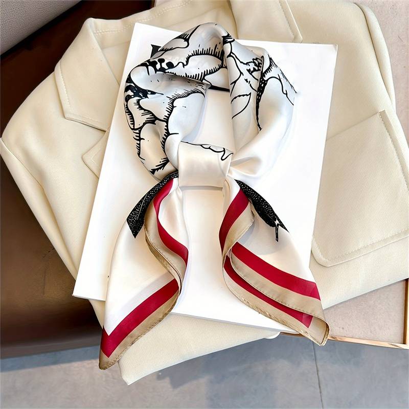 HIlda | Dames sjaal met print en gestreepte rand