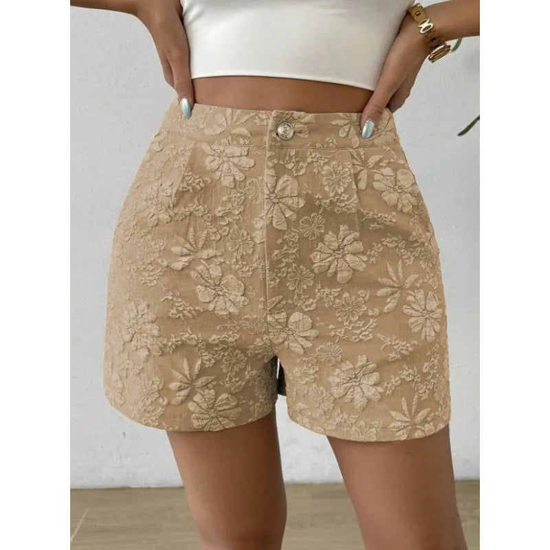 Jade | Damesshort met hoge taille en bloemenpatroon