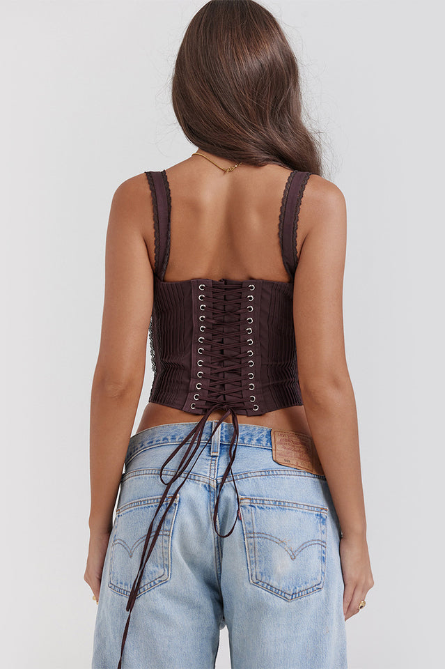 Elora | Dames top corset met bandjes plooidetail