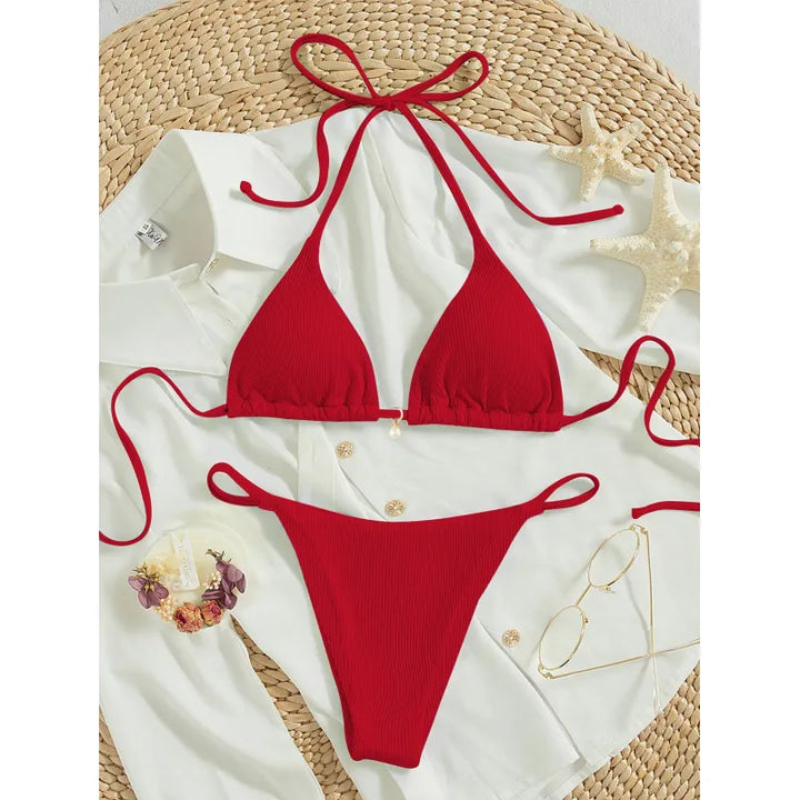 Carmen | Dames bikini met halterband en strikkoorden