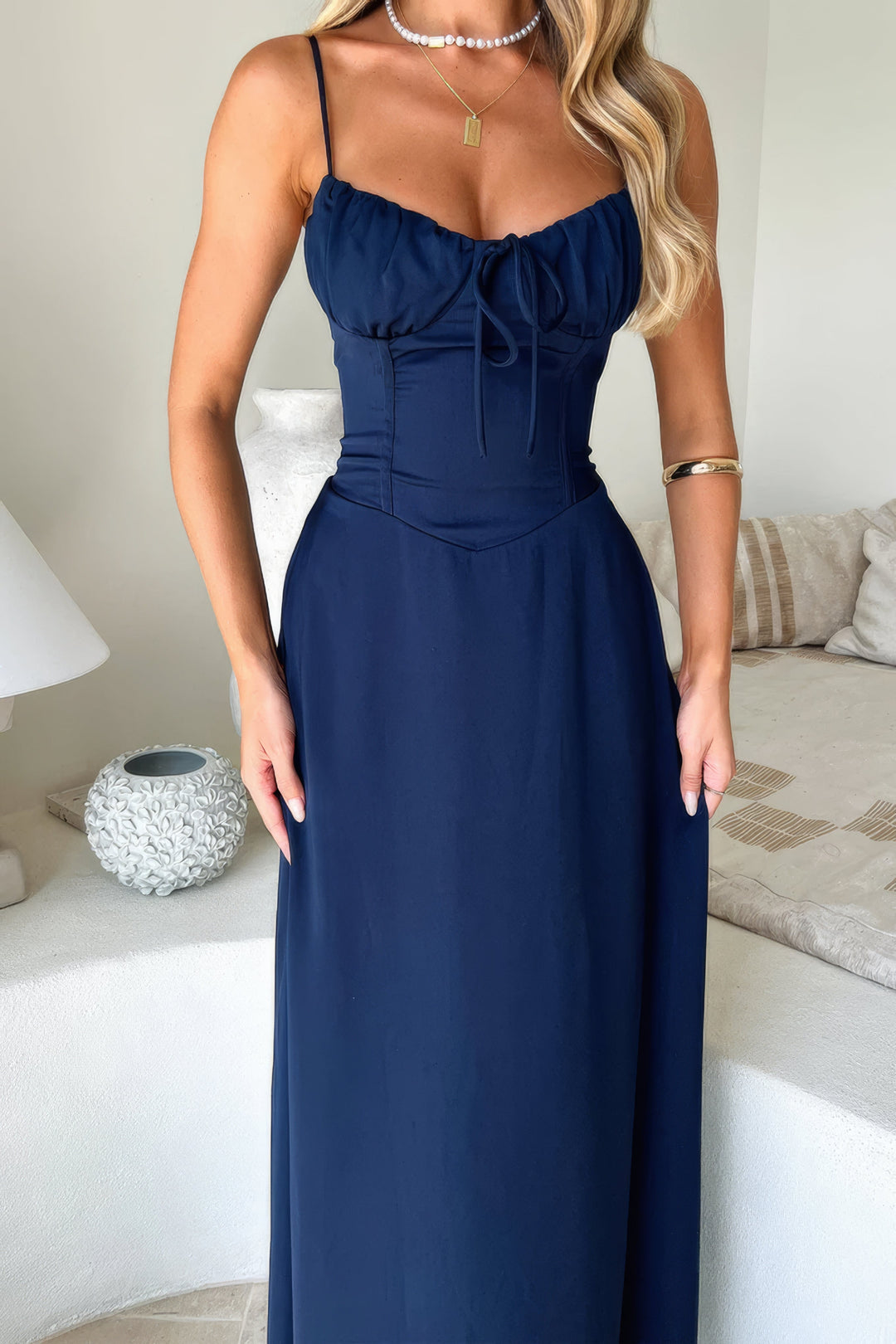 Brinley | Dames jurk maxi met bandjes split