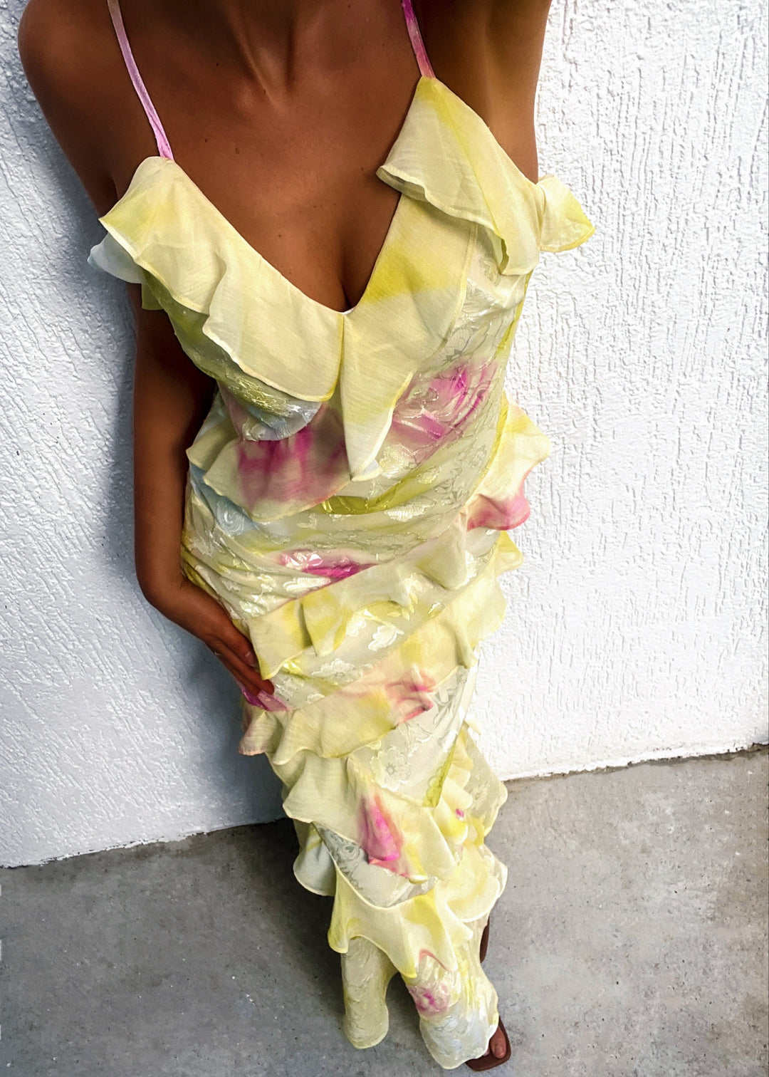 Rayne | Dames maxi jurk met ruffles asymmetrisch