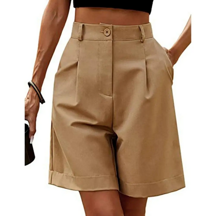 Liv | Dames Shorts met Hoge Taille Plooien Omslag