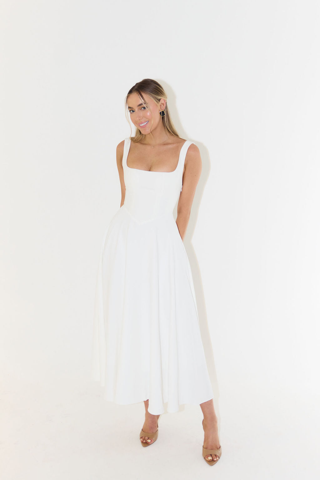 Kamiyah | Dames jurk midi vierkante hals