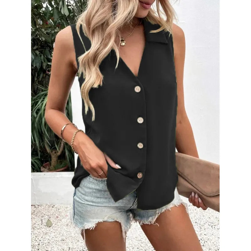 Itzel | Damesblouse met reverskraag en knoopsluiting