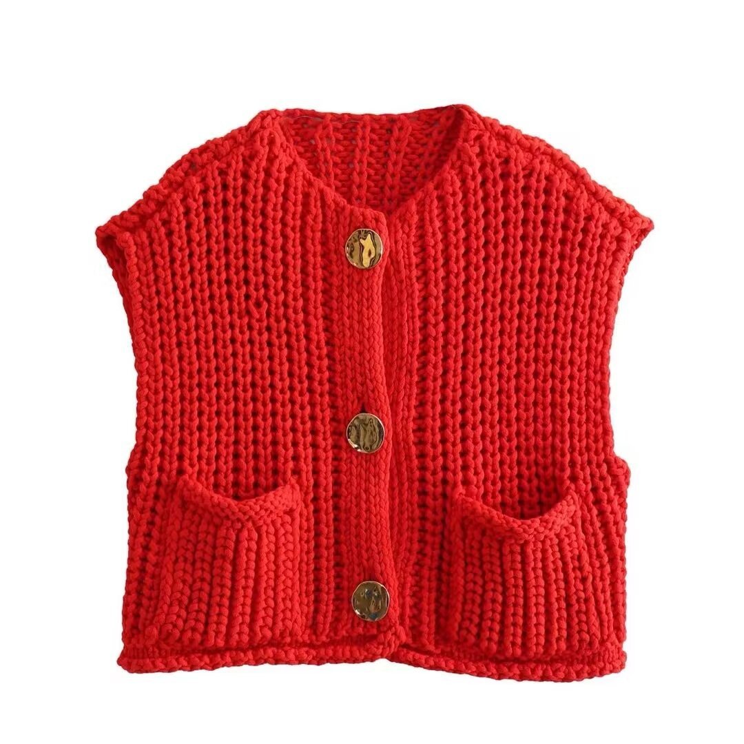 Romina | Gebreid Dames Gilet met Knopen – Tijdloos & Comfortabel