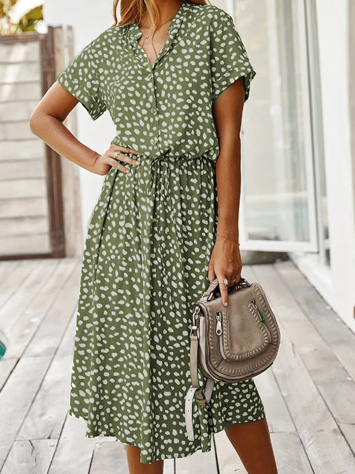 Skyla | Dames jurk midi bloemen knoopsluiting