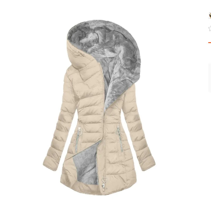 Analia | Dames winterjas met capuchon ritssluiting knoopsluiting
