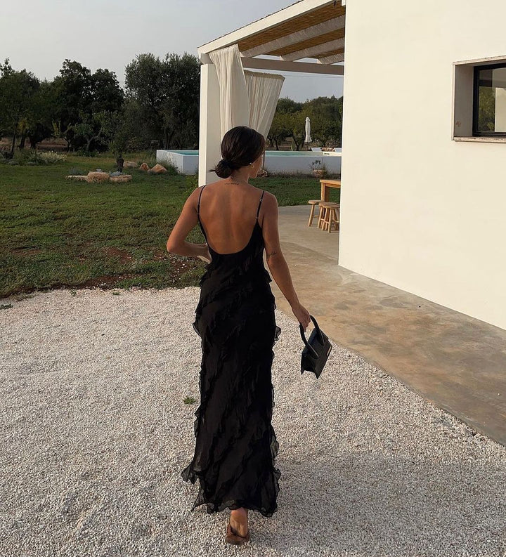 Ainara | Dames maxi jurk met ruffles bandjes