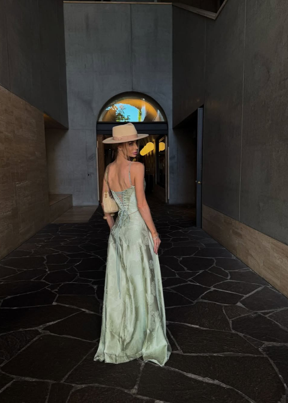 Gilda | Luxe Maxi Jurk met Elegante Bloemen Print - Kleur Pistache Groen