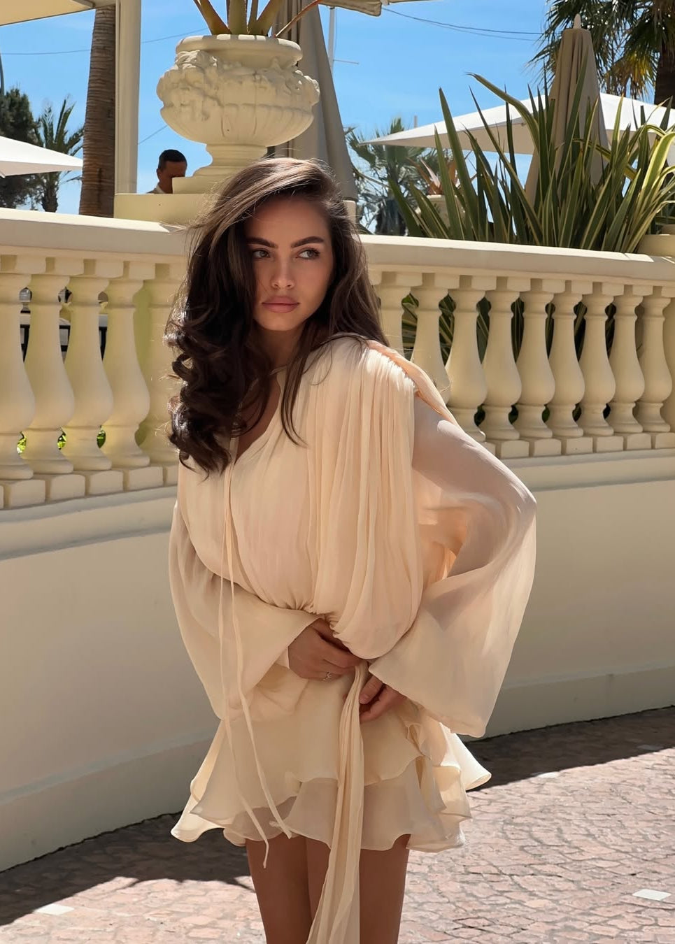 Cameron | Dames mini jurk met lange mouwen plooi-effect