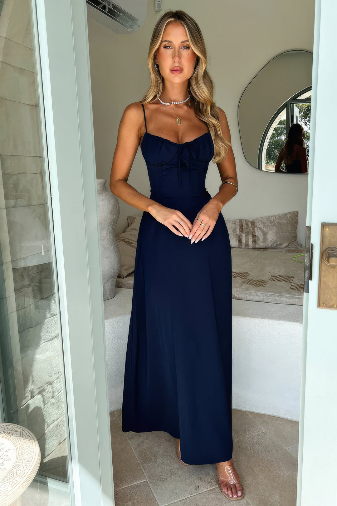 Brinley | Dames jurk maxi met bandjes split
