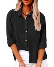 Christiane | Blouse met Lange Mouwen en Zakken