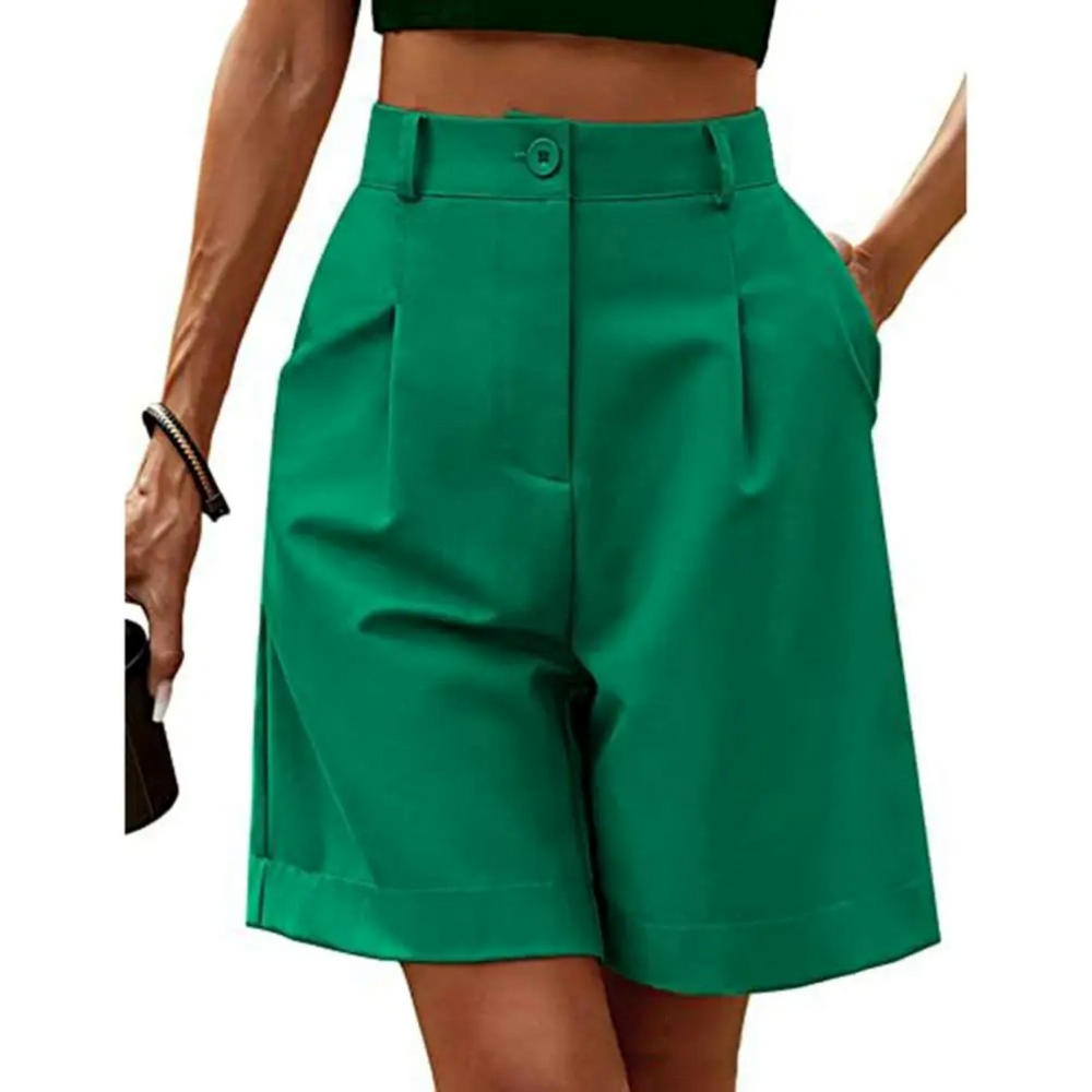 Liv | Dames Shorts met Hoge Taille Plooien Omslag
