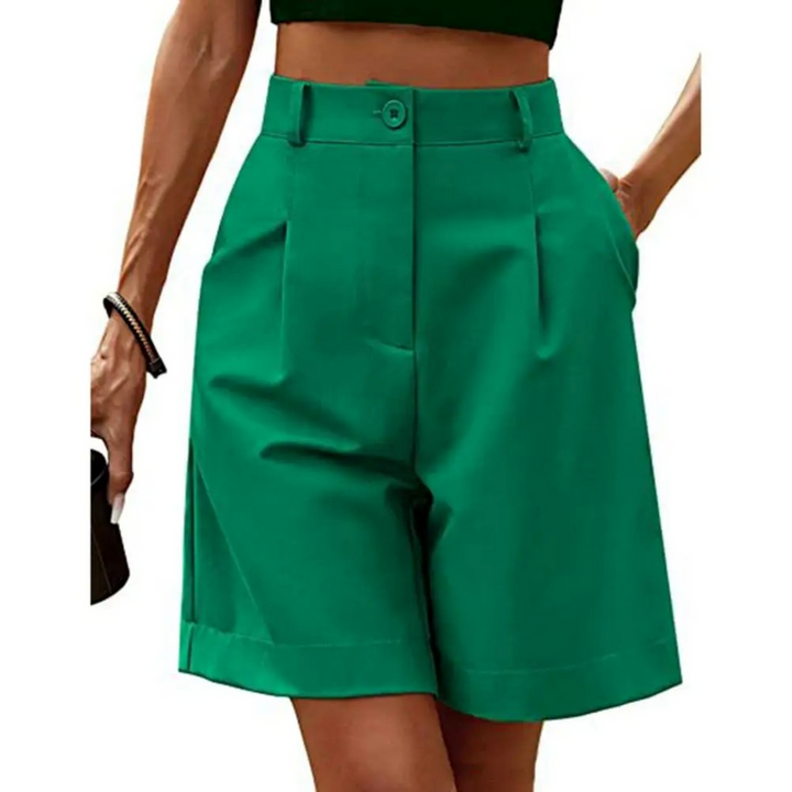 Liv | Dames Shorts met Hoge Taille Plooien Omslag