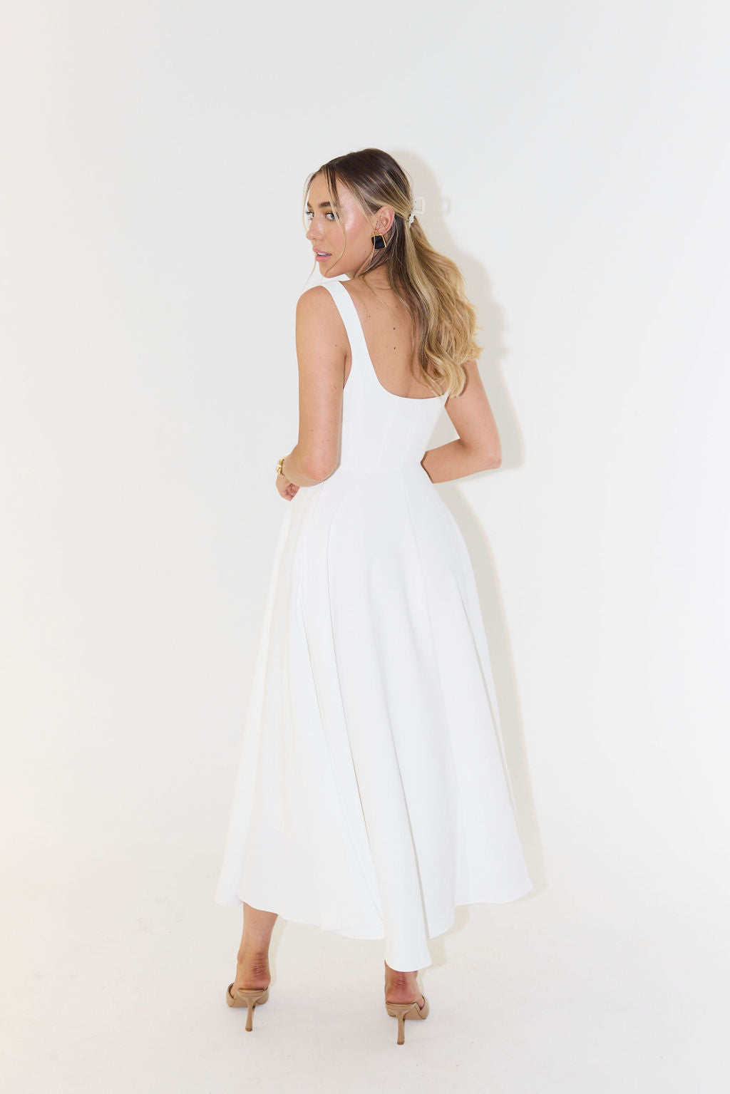 Kamiyah | Dames jurk midi vierkante hals