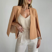 Caileigh | Kraagloze Dames Jas met Sjaal – Minimalistisch Design & Tijdloze Elegantie