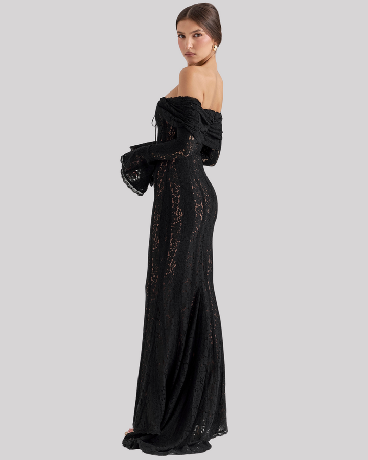 Guinevere | Dames maxi jurk off-shoulder mouwen detail