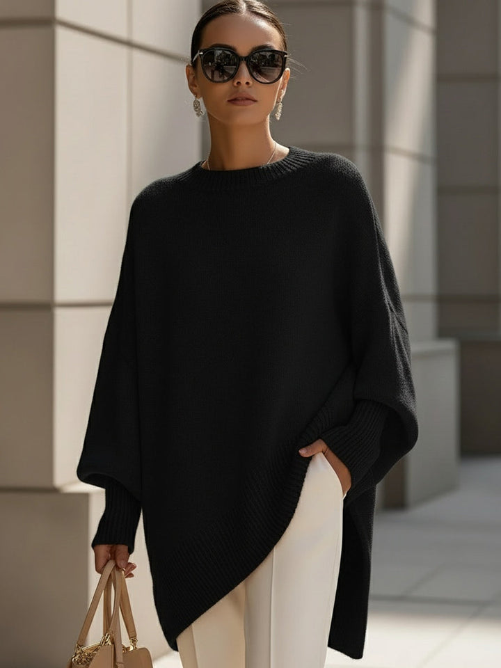 Dames Oversized Batwing Gebreide Poncho Trui