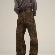Melyna | Luipaard Print Jeans Dames – Hoge Taille & Wijde Pijpen