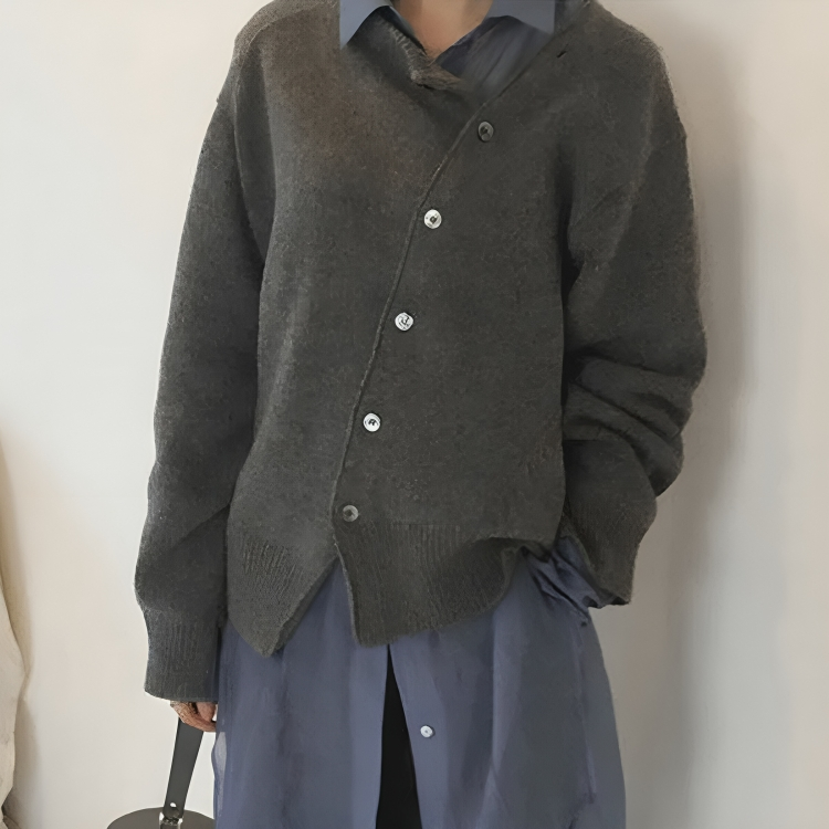 Remington | Dames Cardigan met Knoopsluiting Asymmetrisch