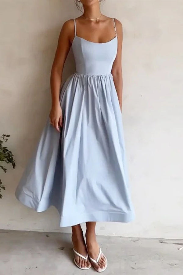 Brylee | Dames jurk midi bandjes geplooid