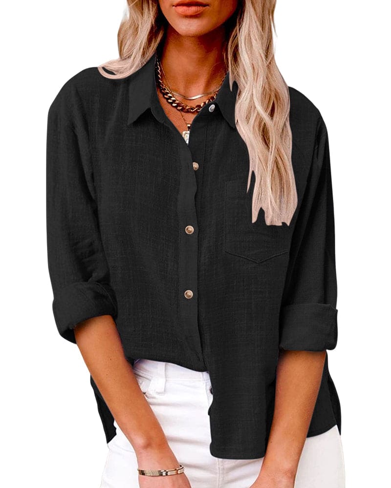 Aylani | Damesblouse met knoopsluiting en borstzak