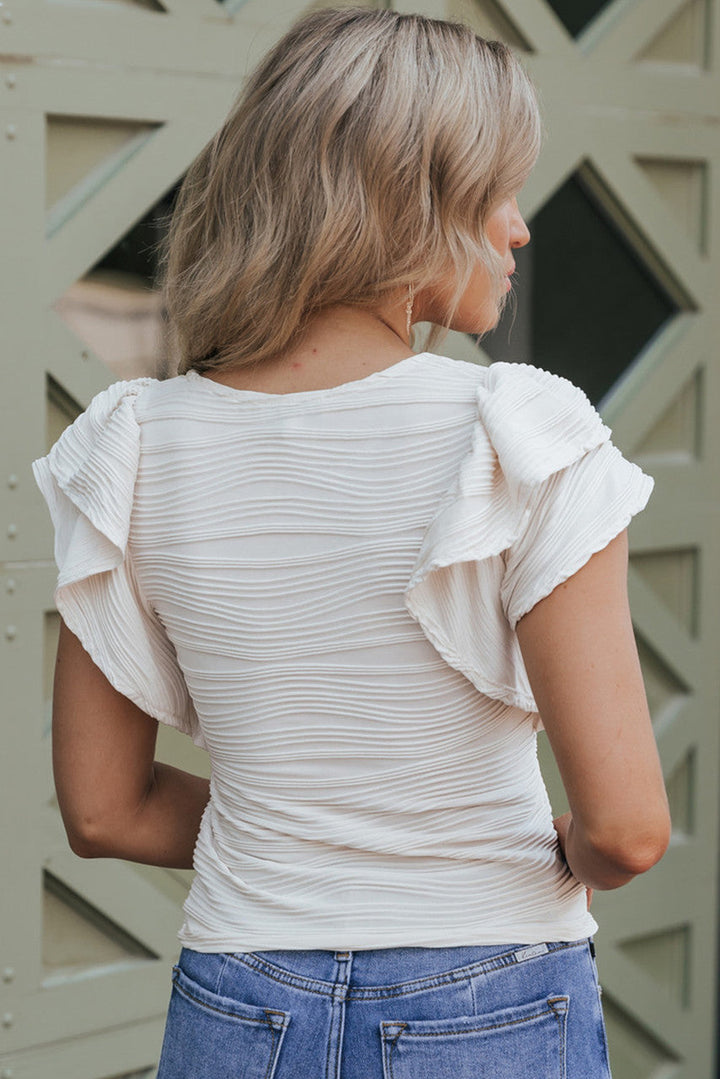 Honey | Dames top met ruches structuur korte mouw