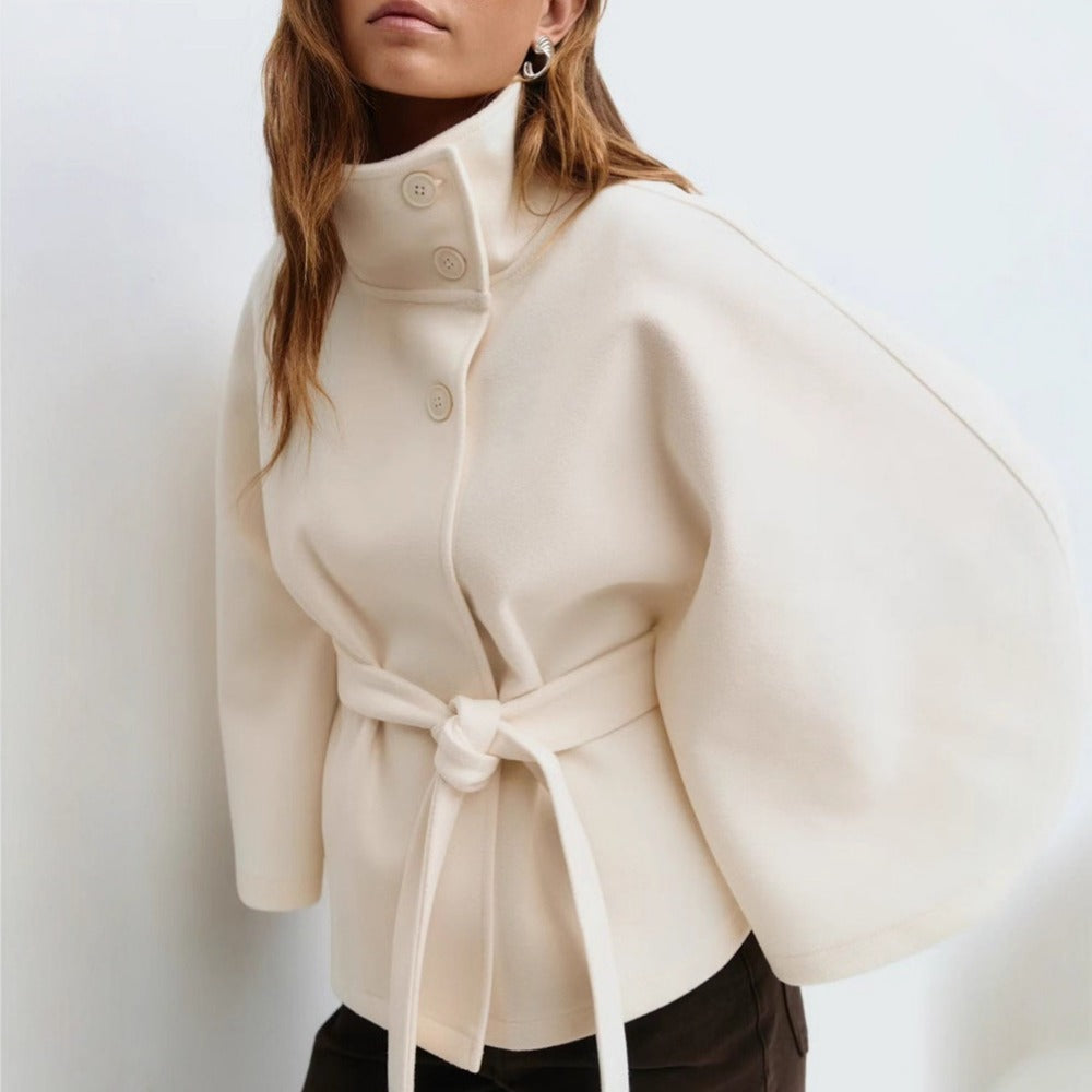 Dames Hoge Kraag Cape Winterjas