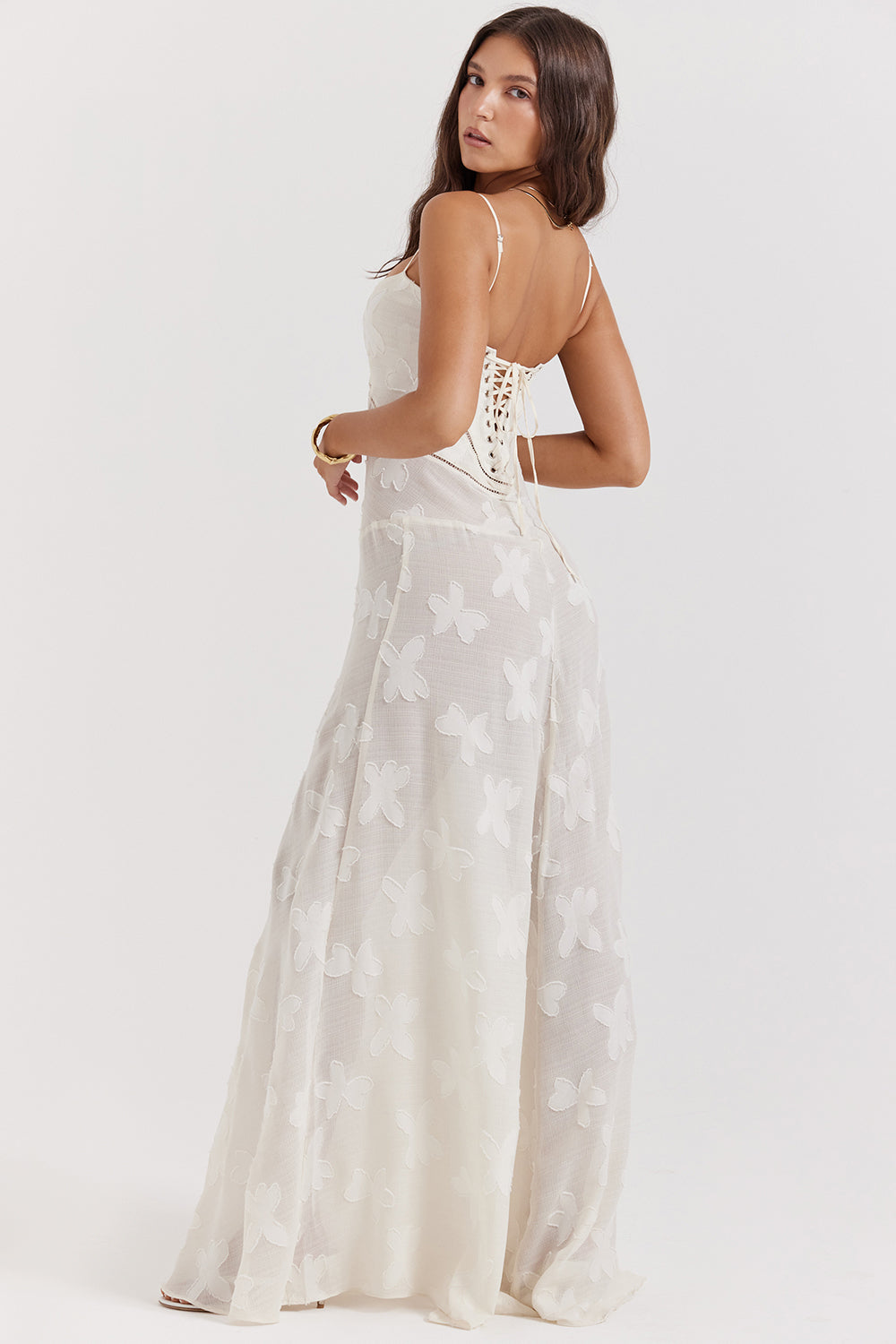 Noor | Dames jurk maxi strapless geborduurd tule A-lijn