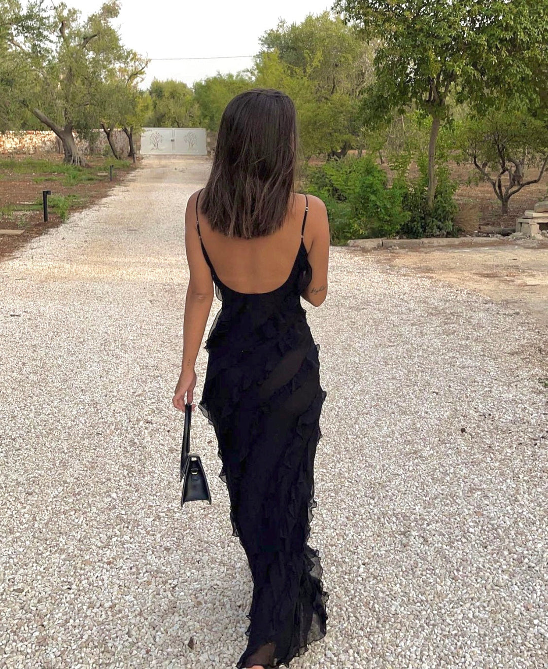 Ainara | Dames maxi jurk met ruffles bandjes