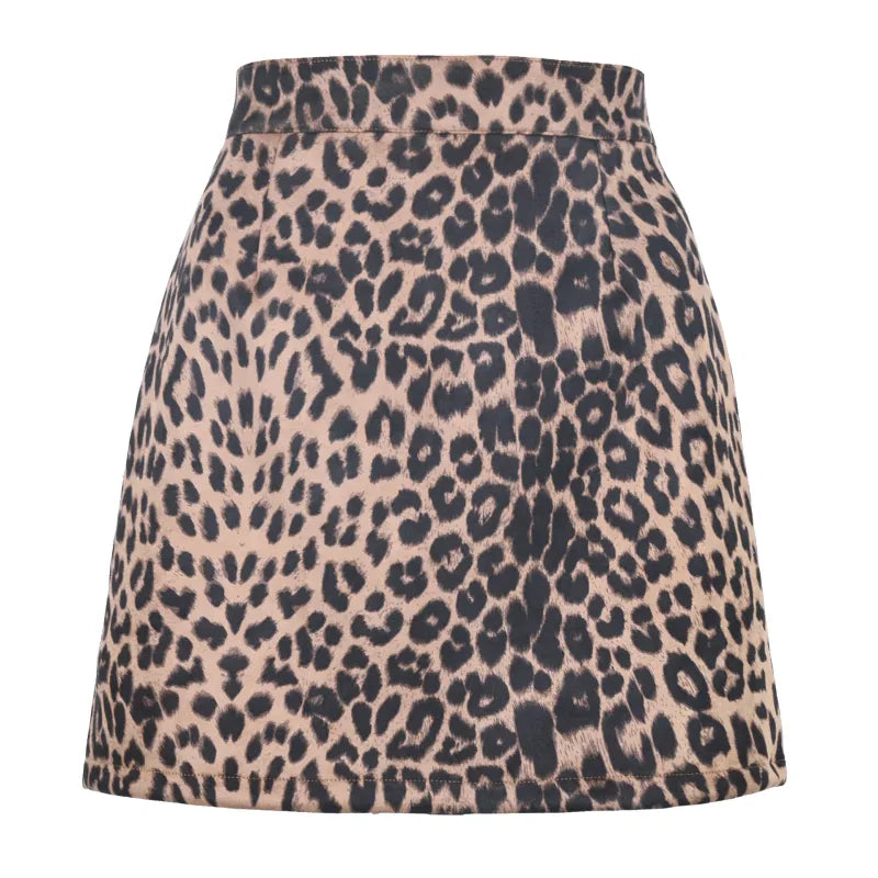 Emy | Damesrok met hoge taille en luipaardpatroon