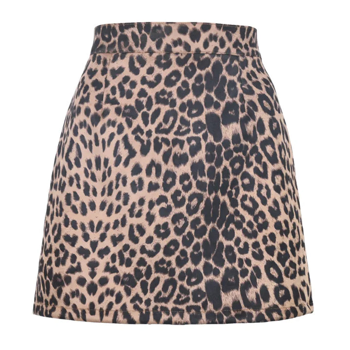 Emy | Damesrok met hoge taille en luipaardpatroon