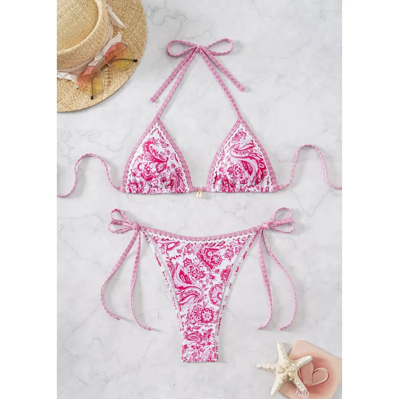 Carmen | Dames bikini met halterband en strikkoorden