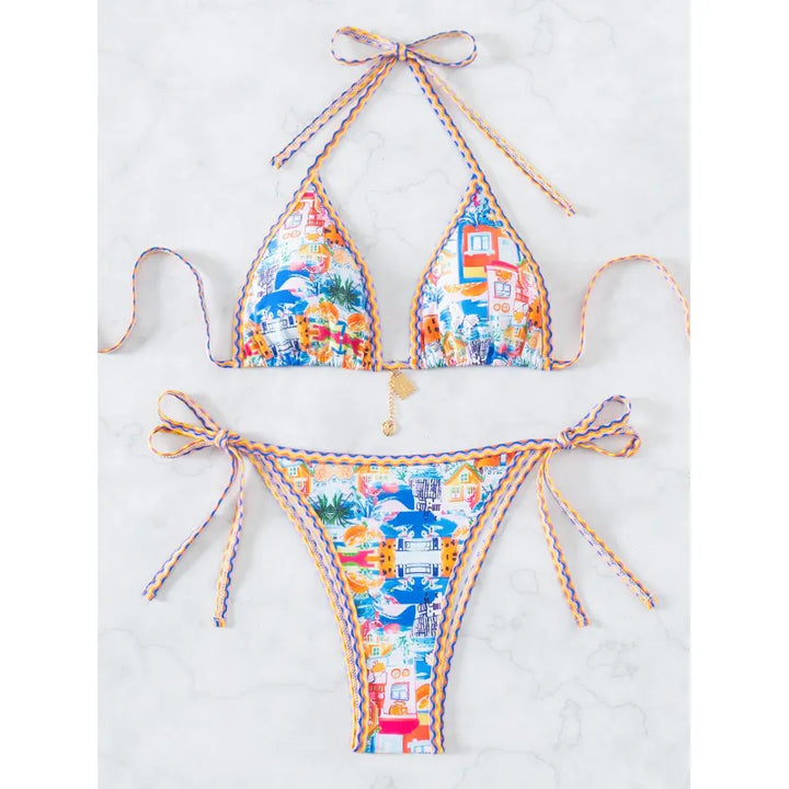 Carmen | Dames bikini met halterband en strikkoorden