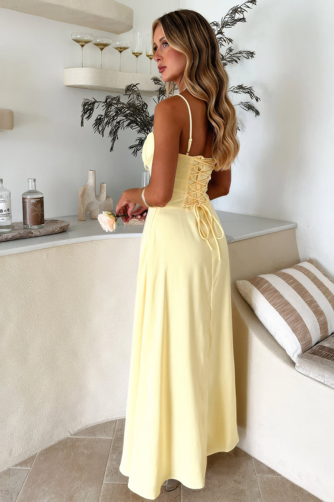 Brinley | Dames jurk maxi met bandjes split