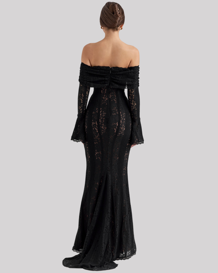 Guinevere | Dames maxi jurk off-shoulder mouwen detail