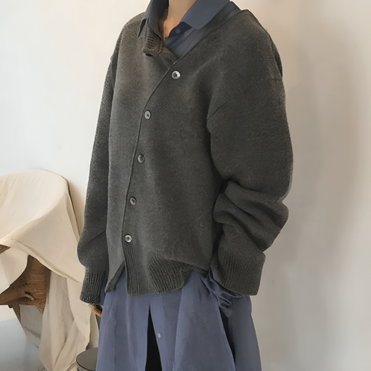 Remington | Dames Cardigan met Knoopsluiting Asymmetrisch