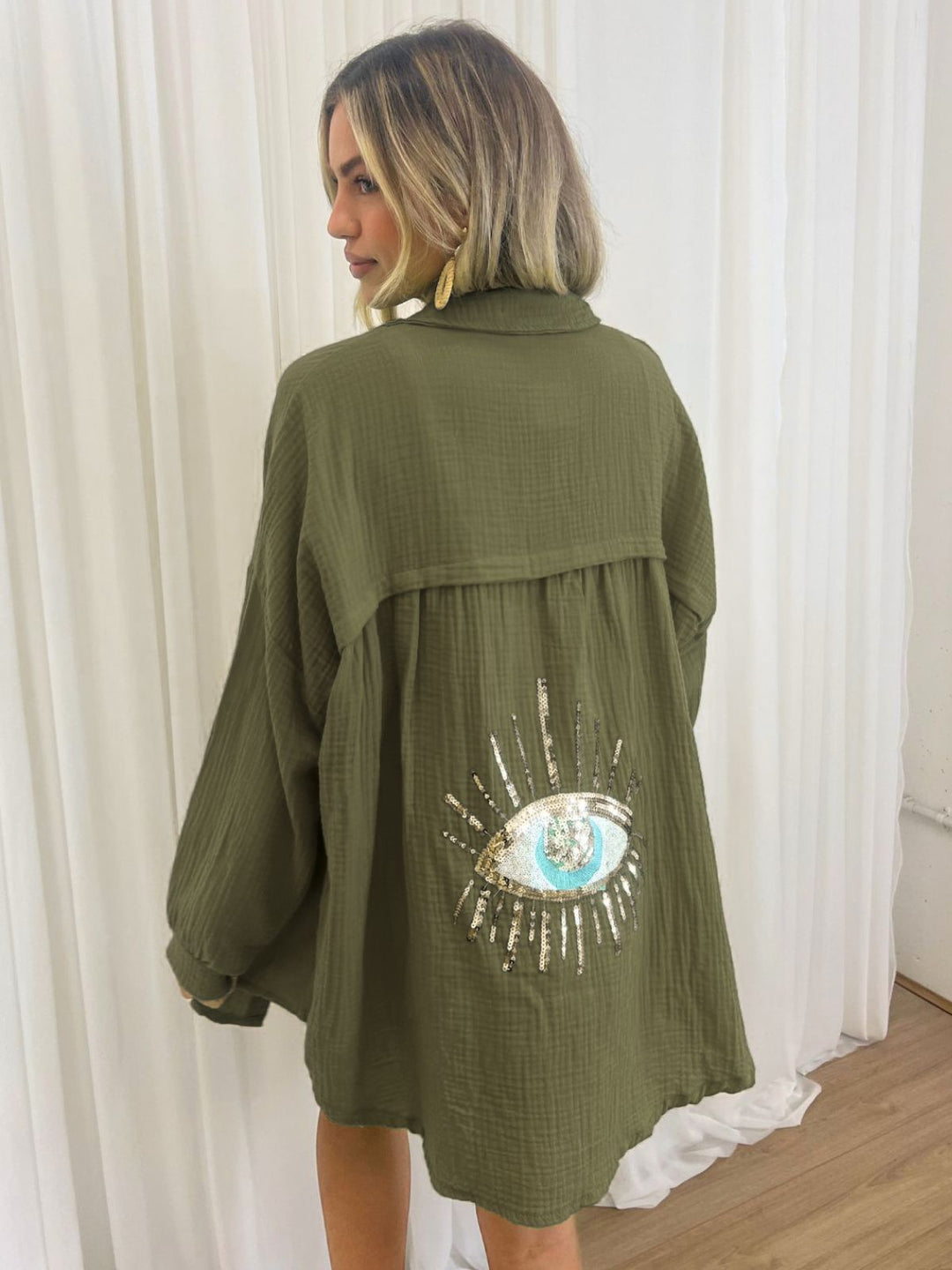 Ariyah | Dames strandblouse met kraag en borduurdetail