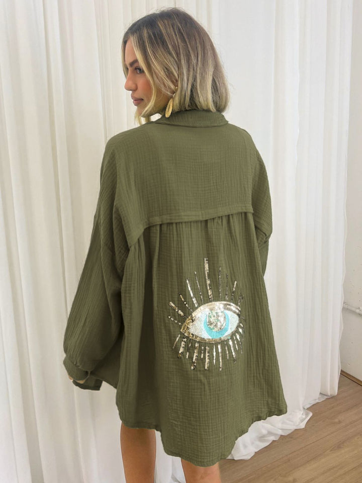 Ariyah | Dames strandblouse met kraag en borduurdetail
