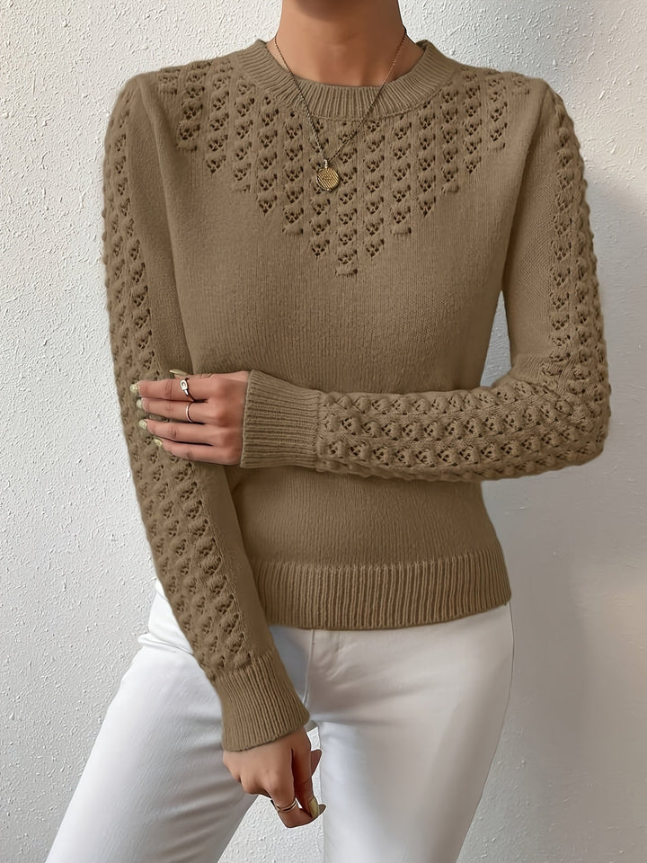 Aveline | Pointelle-Gebreide Ronde Hals Trui