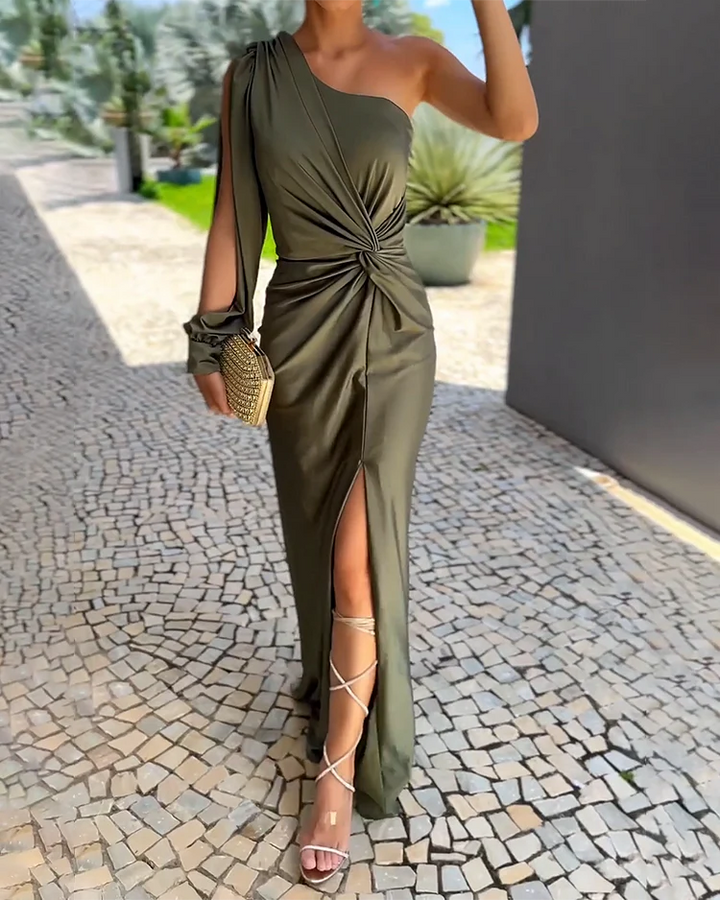 Eva | Damesjurk met splitdetail met één schouder