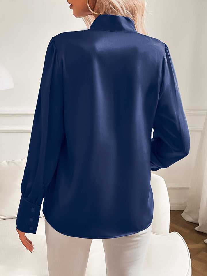 Amina | Dames blouse met strik hals pofmouwen