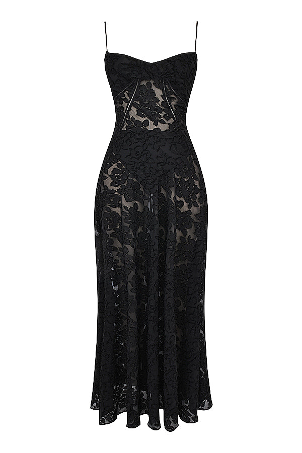 Noor | Dames jurk maxi strapless geborduurd tule A-lijn