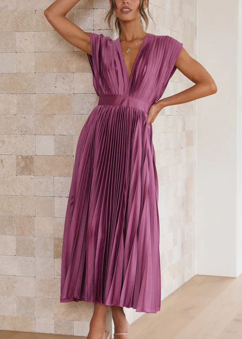 Demia | Elegante Dames Midi-jurk met Plissérok – V-hals