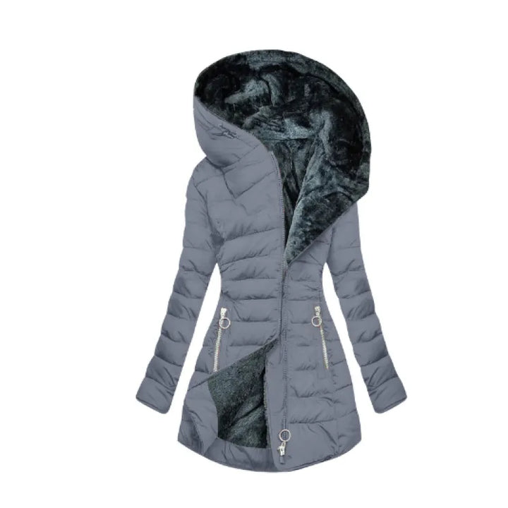 Analia | Dames winterjas met capuchon ritssluiting knoopsluiting