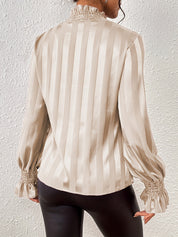 Cisca | Gestreepte Blouse Dames - met Strik en Lange Mouwen