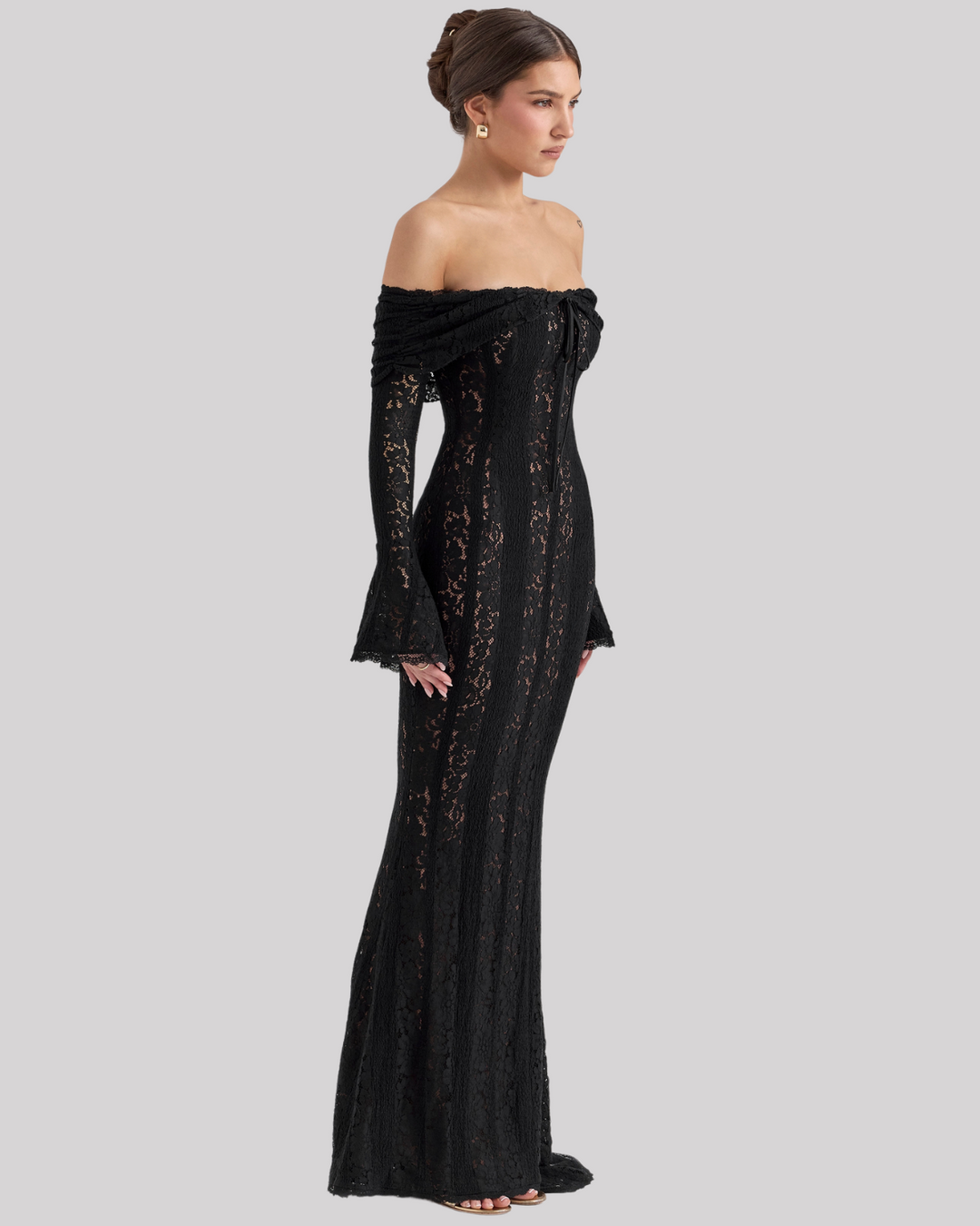 Guinevere | Dames maxi jurk off-shoulder mouwen detail