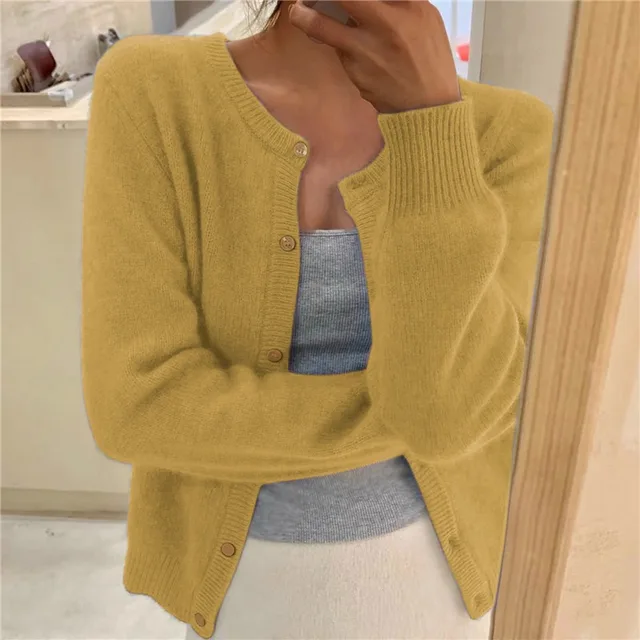 Dames Knopen-Up Zachte Brei Cardigan