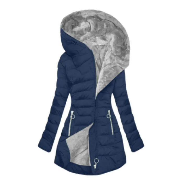 Analia | Dames winterjas met capuchon ritssluiting knoopsluiting
